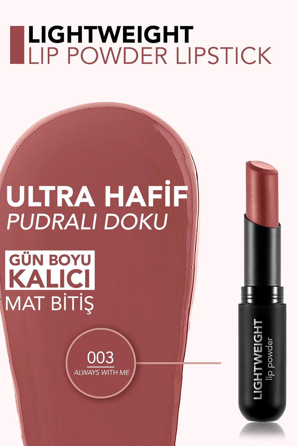 Lightweight Lip Powder Yüksek Pigmentli & Mat Bitişli Ultra Hafif Ruj